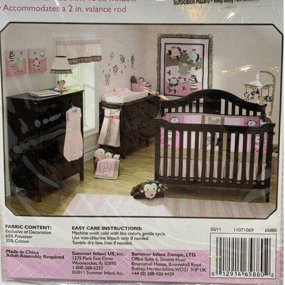 Summer Nursery Window Valance Pink Infant Jungle Safari Leopard Print  48 x 14 - Picture 3 of 6